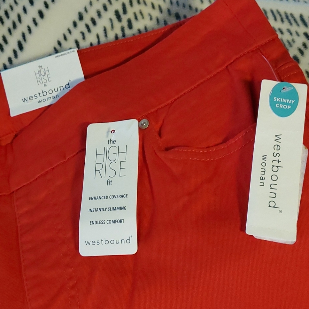 Westbound Red skinny crop pants Woman's Size 14W - Picture 6 of 12